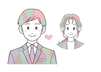 片思い中のスーツの男性（マルチカラー）