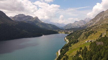 Fototapeta na wymiar Drone photo of a mountain lake. 