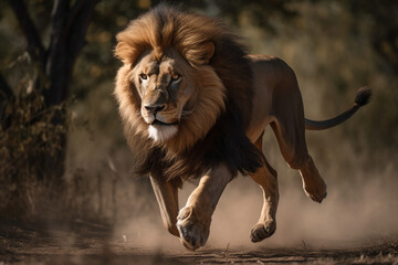 Fototapeta na wymiar a lion is running