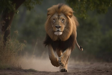 Obraz na płótnie Canvas a lion is running