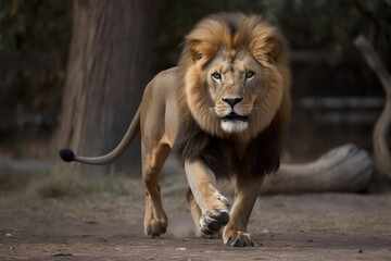 Fototapeta na wymiar a lion is running