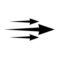 Black arrow showing air flow. Vector icon for design and applications isolated on white background.