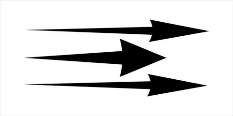 Black arrow showing air flow. Vector icon for design and applications isolated on white background.