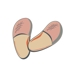 Home textile slippers isolated on white background. Cosiness. Vector illustration.