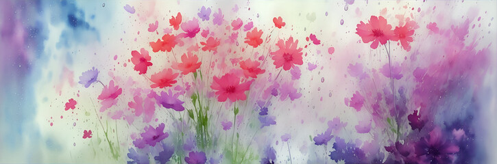Flowers painting. AI generated illustration