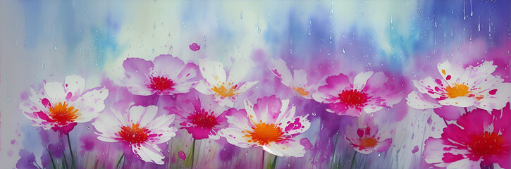 Flowers painting. AI generated illustration