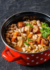 french cassoulet of chicken, sausages, white beans