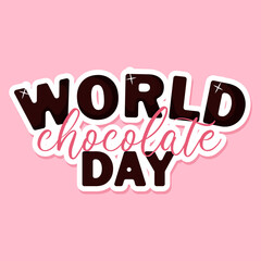 World Chocolate day lettering on pink background