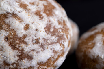 Powdered sugar gingerbread on the table
