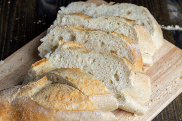 Sliced at home soft and fresh loaf of bread