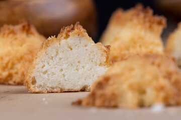 Small homemade coconut cookies made using coconut chips