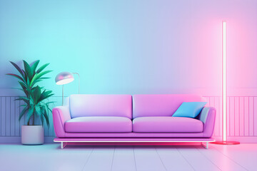 Selling in Style: Social Media Post featuring Clean Neon Pastel Interior in 3D Render