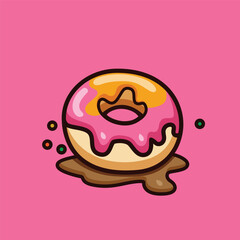 Colorful Doughnut food vector illustration. Sweet food flat style icon for birthday elements and kids favorite.