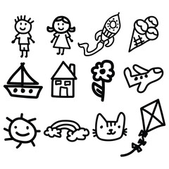 hand drawing children style vector