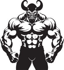 Bodybuilder devil man, strong devil man, Fitness devil man, Fitness club and gym design. Silhouette of a sports man, Vector illustration, SVG	