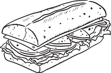 Sandwich sketch, Sandwich Drawing hand, vector illustration