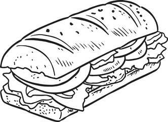 Sandwich sketch, Sandwich Drawing hand, vector illustration
