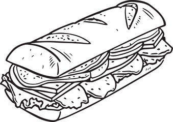 Sandwich sketch, Sandwich Drawing hand, vector illustration