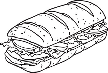 Sandwich sketch, Sandwich Drawing hand, vector illustration