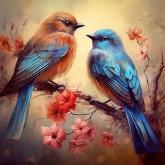 Graceful Pair of Birds. AI