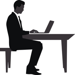 Business man work in laptop vector illustration, SVG