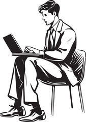 Fototapeta na wymiar Business man work in laptop vector illustration, SVG