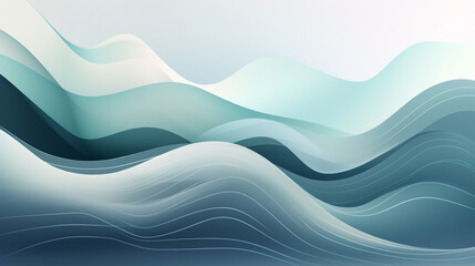 A graphic design of a wave, with flowing lines and a soothing blue color palette. Generative AI