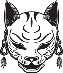 Samurai mask vector Illustration, SVG