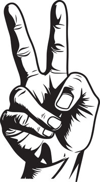 recommend clip art: Peace sign hand gesture, symbol. Sketch vector illustration, SVG