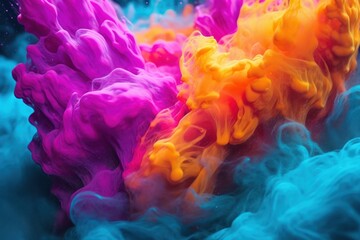 Fototapeta premium abstract digital background with massive clouds of multicolored powder, ai tools generated image