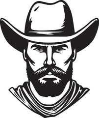 Cowboy man in a hat vector illustration, SVG