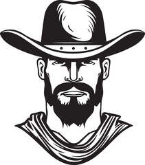 Cowboy man in a hat vector illustration, SVG