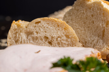 Sliced wheat loaf of fresh bread