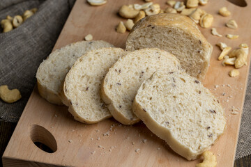 Sliced wheat loaf of fresh bread