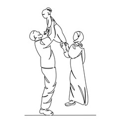 muslim family mom dad daughter play