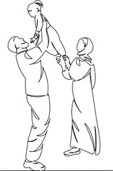 muslim family mom dad daughter play