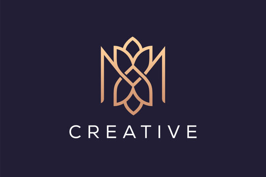 Letter M Lotus Nature Spa Logo Design, brand identity logos vector, modern logo