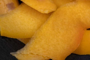 peeled with a thin layer of ripe persimmon peel