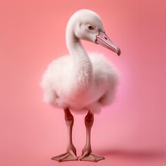 Obraz premium Baby flamingo on a pink background. Generative AI