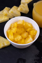 pieces of canned ripe yellow pineapple, canned pineapple