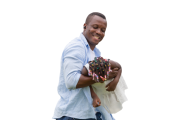 Cheerful African American father and daughter