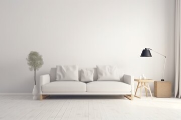 interior background couch decoration home three-dimensional white style concrete light space grey. Generative AI.