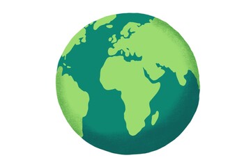 Earth world hand drawn flat design illustration isolated on white background. 
