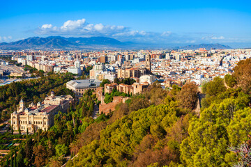 Fototapeta na wymiar Malaga city aerial panoramic view in Andalusia, Spain