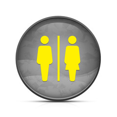 Restroom sign icon on classy splash black round button illustration