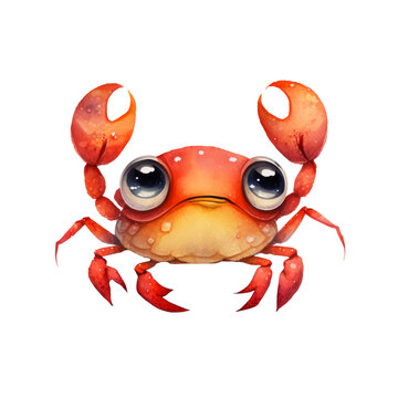 recommend clip art: Crab watercolor clipart. Generative AI illustration