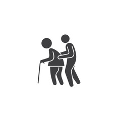 illustration of elder care, vector art.