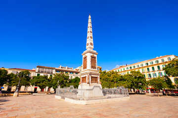 Fototapeta na wymiar Torrijos Monument at Plaza Merced square in Malaga