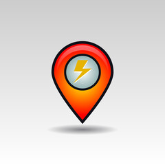 Location icon thunder. Illustration of lightning location icon on white background - 604030333