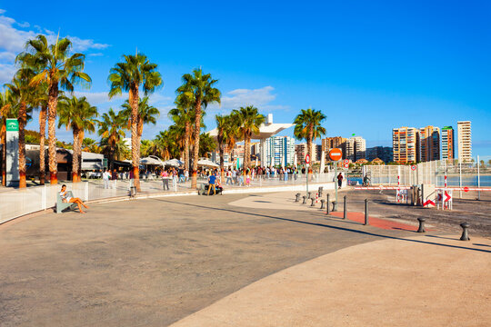 Paseo del Muelle Uno pedestrian promenade in Malaga